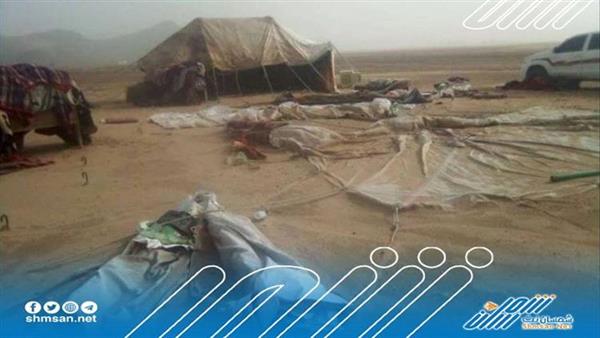 تضرر 2577 أسرة نازحة بشكل كلي جراء الأمطار والسيول بمأرب