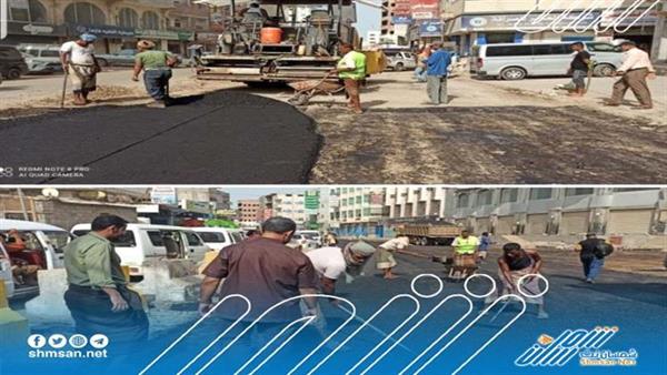 استكمال اللمسات الأخيرة لسفلتة شارع القطيبي بعدن 
