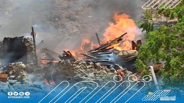 حريق هائل جراء انفجار اسطونة غاز في كريتر عدن 