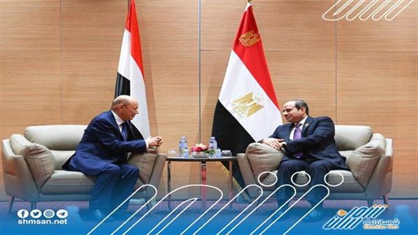 رئيس مجلس القيادة الرئاسي يبحث والرئيس المصري المستجدات اليمنية والعلاقات الثنائية