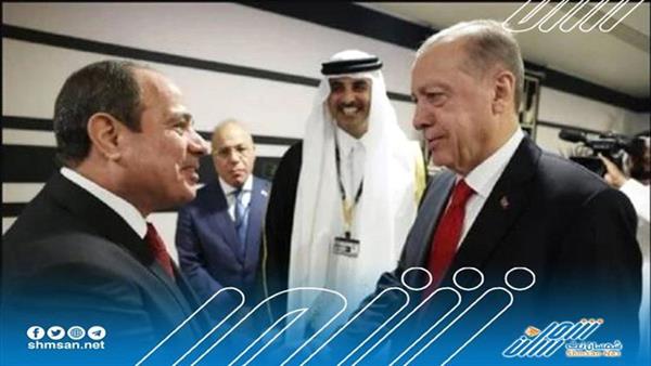 الرئاسة المصرية تعلق على مصافحة السيسي وأردوغان في قطر