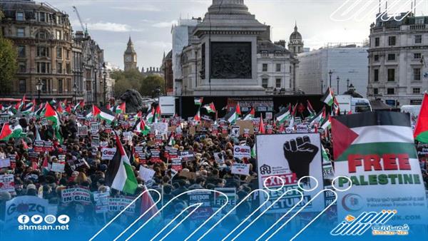 عاجل/ اكثر من 100 آلف يتظاهرون في لندن دعماً لغزة 